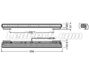 Kaavio Mitat LED-valopaneelille Osram LEDriving® LIGHTBAR SX500-CB