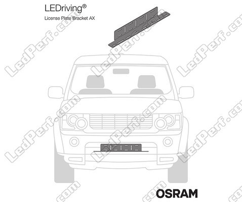 Ajoneuvoon kiinnitetyn pidikkeen Osram LEDriving® LICENSE PLATE BRACKET AX kuvaus