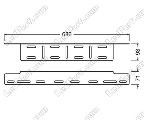 Mitat LED-bar / valopaneelin ja LED-työvalon pidikkeestä Osram LEDriving® LICENSE PLATE BRACKET AX