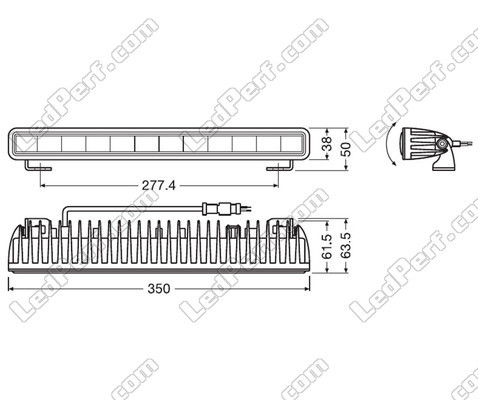 Kaavio Mitat LED-valopaneelille Osram LEDriving® LIGHTBAR SX300-SP