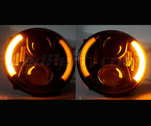 Full LED Musta optiikka moottoripyörä ajovalolle pyöreä 7 tuumaa - Tyyppi 4 Suuntavilkut