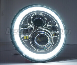 Kromattu täysi LED-optiikka moottoripyörä ajovalolle pyöreä 7 tuumaa - Tyyppi 5 Angel Eye