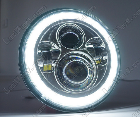 Full LED Musta optiikka moottoripyörä ajovalolle pyöreä 7 tuumaa - Tyyppi 5 Angel Eye