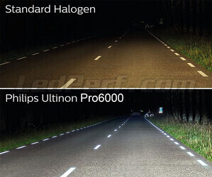 Vertailu H4 Philips ULTINON Pro6000 LED-polttimot versus alkuperäiset halogeenipolttimot