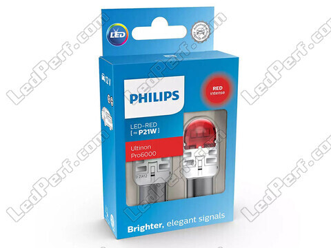 2x LED-polttimot Philips P21W Ultinon PRO6000 - Punainen - BA15S - 11498RU60X2