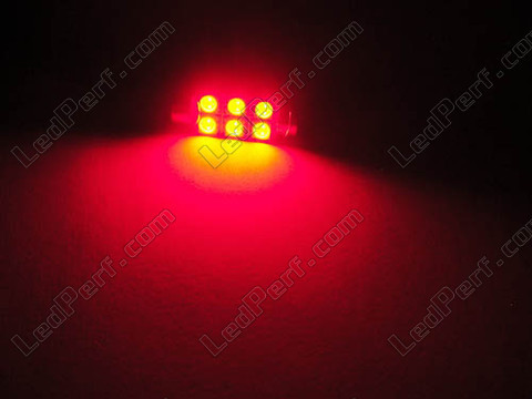 LED-sukkula kattovalaisin, tavaratila, hansikaslokero, rekisterikilpi punainen 39mm - C5W