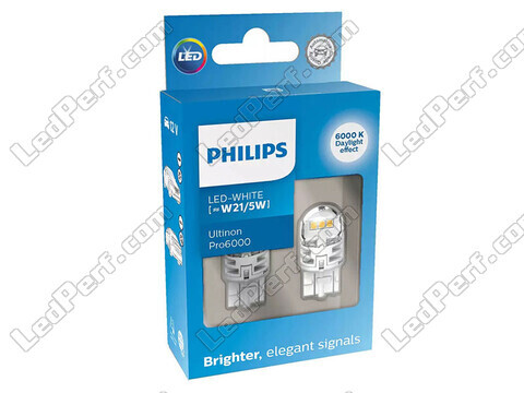 2x LED-polttimot Philips W21/5W Ultinon PRO6000 - Valkoinen 6000K - T20 - 11066CU60X2