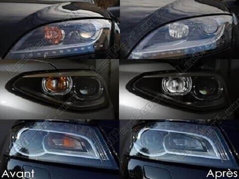 LED etusuuntavilkut Dacia Spring ennen ja jälkeen