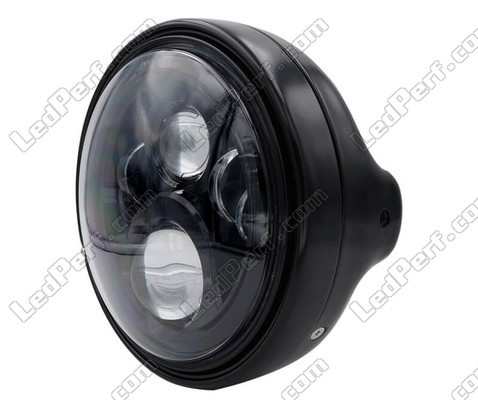 Esimerkki mustasta LED-ajovalosta ja optiikasta Moto-Guzzi Bellagio 940 -mallille