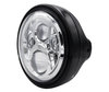 Esimerkki mustasta pyöreäajovalosta, jossa on kromattu LED-optiikka Moto-Guzzi Breva 750