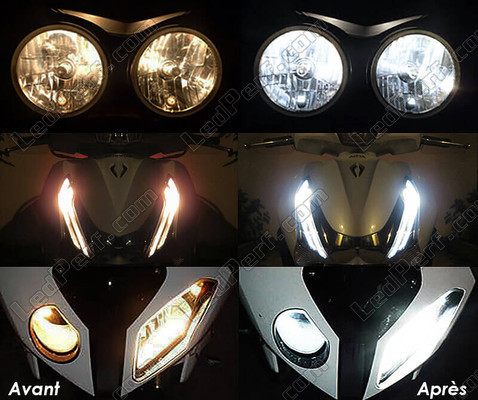 LED parkkivalot xenon valkoinen Aprilia Shiver 750 GT ennen ja jälkeen