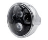Esimerkki kromatusta pyöreäajovalosta, jossa on musta LED-optiikka Buell X1 Lightning