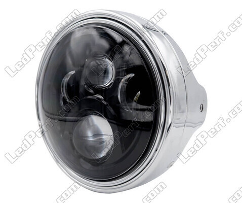 Esimerkki kromatusta pyöreäajovalosta, jossa on musta LED-optiikka Kawasaki VN 1700 Classic