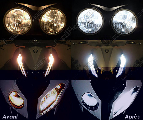 LED parkkivalot xenon valkoinen Suzuki GSX-F 650 ennen ja jälkeen