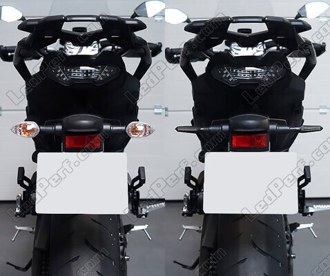 Vertailu ennen ja jälkeen asennuksen Dynaamiset LED-vilkut + jarruvalojen Yamaha TZR 50
