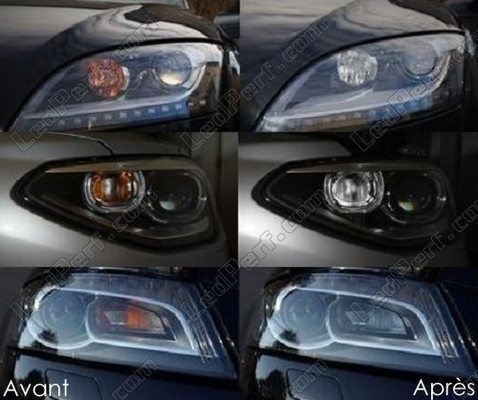LED etusuuntavilkut Alfa Romeo 4C ennen ja jälkeen