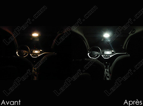 LED etukattovalo Kia Picanto 2 ennen ja jälkeen