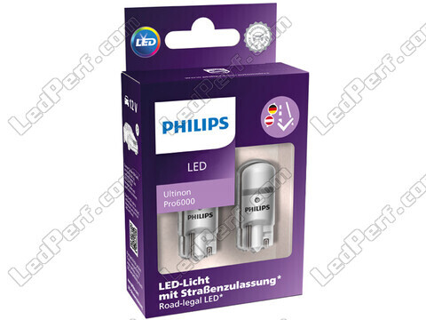 Philips W5W Ultinon PRO6000 hyväksyttyjen LED-polttimoiden pakkaus - 11961HU60X2 