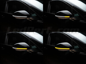 Volkswagen Golf 7 etupuolelta nähtynä, varustettu Osram LEDriving® dynaamisilla vilkuilla sivupeileille